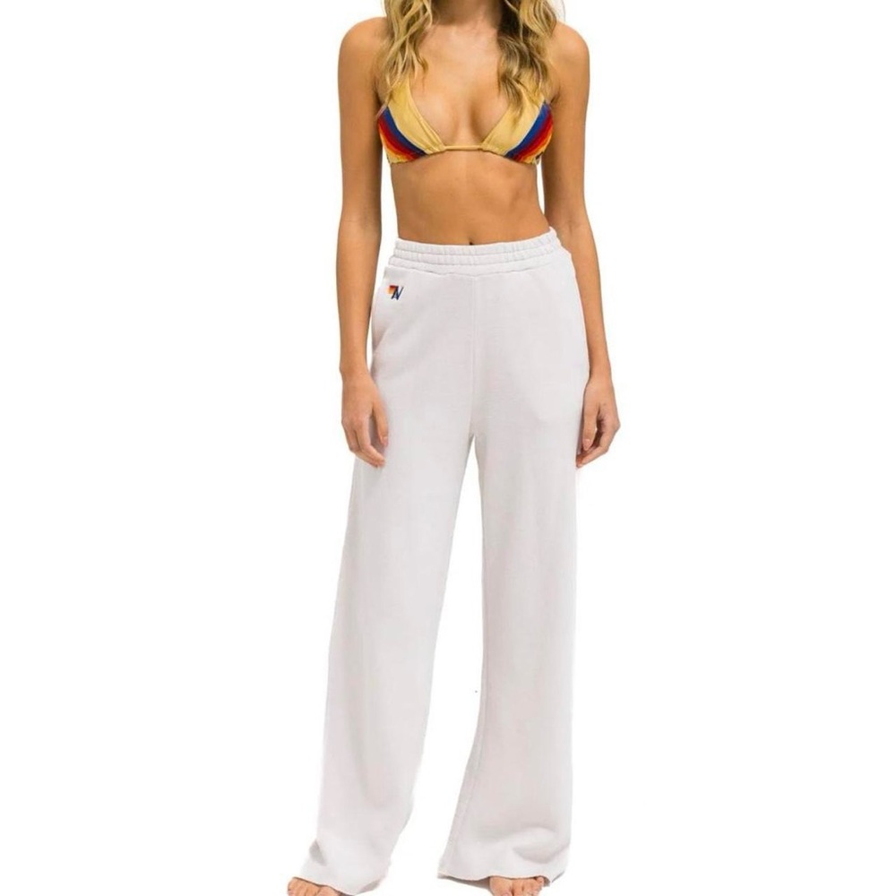 Aviator Nation Dove White Wide-Leg Sweatpants